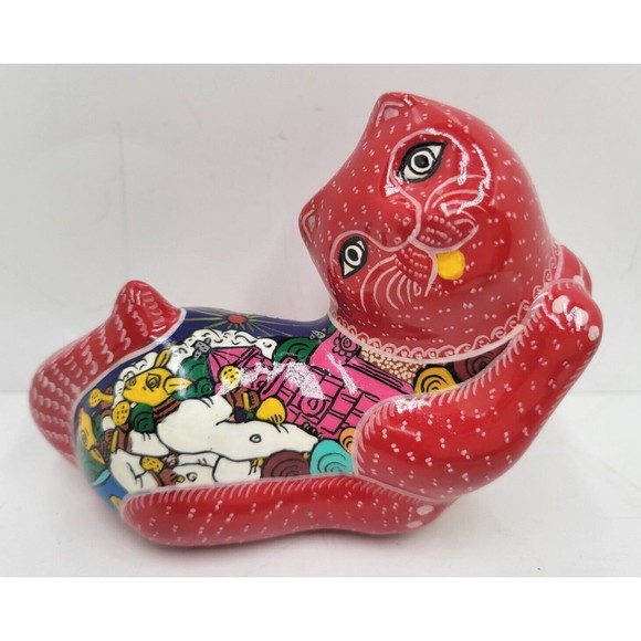 Tonala Mexican Pottery Purring Cat  Maracas Peasant Woman  Figurine Folkart - Picture 5 of 15